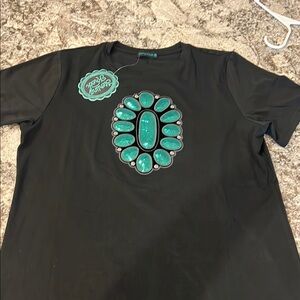 Sterling Kreek T-Shirt with Turquoise Embellishment Women’s 2X